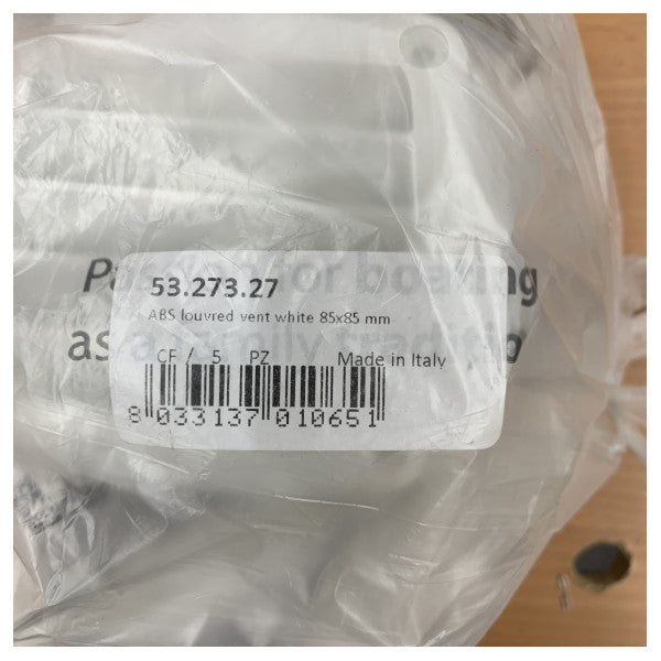 Osculati 53.273.27 Ventilação de ar com grelha 85x85mm Nylon branco Ventilador náutico para iate