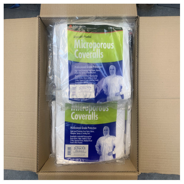 Buffalo Microporous Disposable Protective Coverall mit Kapuze - Atmungsaktive, chemikalien- und staubresistente Arbeitskleidung für den maritimen Einsatz XL