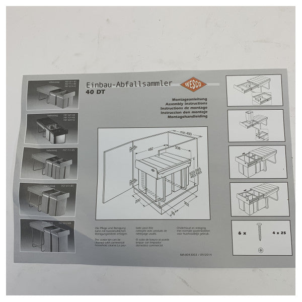 Wesco Traditionline Big Double 52l Cubo de basura integrado 757-811-85