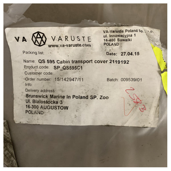 Quicksilver 595 Cabin Transport / Mooring boat cover grey - SP_QS595C1