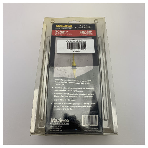 Marinco 1RPC retvinklet landstrømsadapterkabel 125V 30A -...