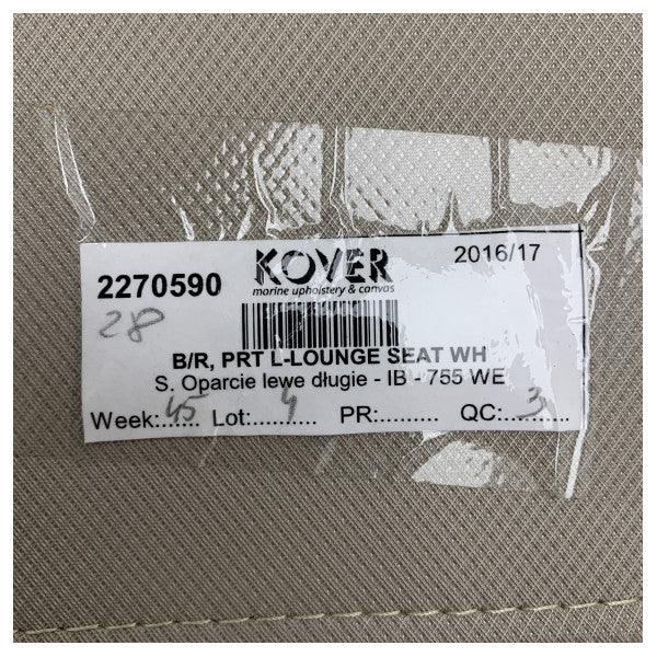 وسادة ظهر على شكل حرف L بلون الرمل لليخت كويك سيلفر 755 ويكندير الجانب الأيسر - 2270590