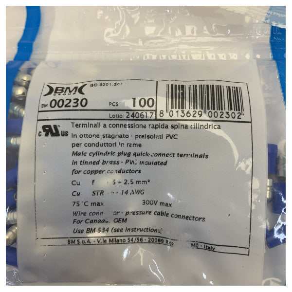 Blue Insulated Bullet Connector CIL.KON. M 2,5/5 MO - 100pcs