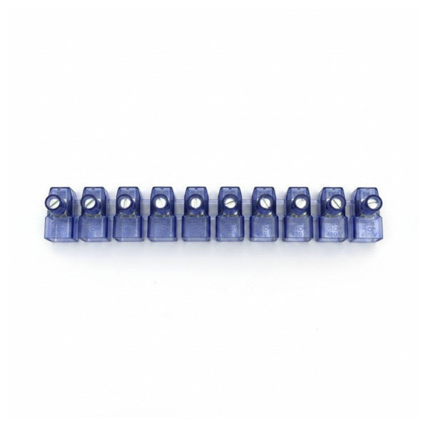 10mm 10-Pole Electrical Terminal Block Connector Strip Blue