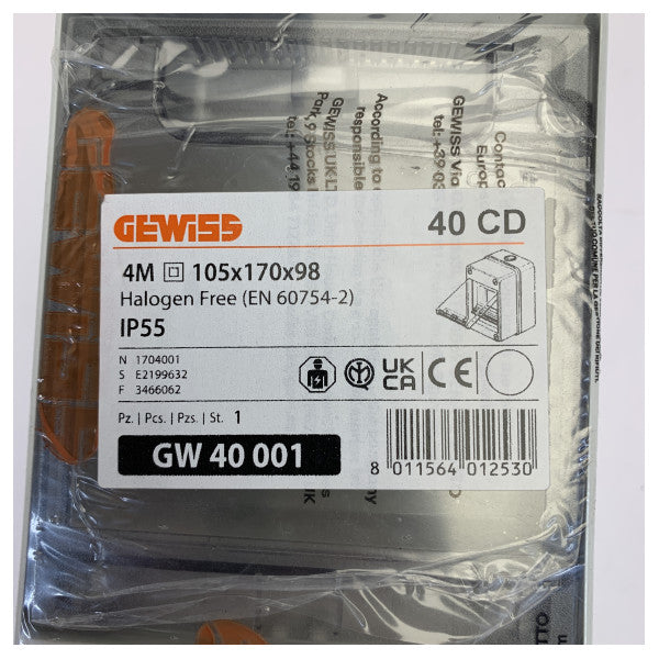 Gewiss GW40001 Surface Mount Electrical Enclosure - Marine Grade Junction Box
