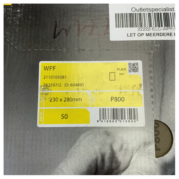 Papel de lixa impermeável Mirka WPF P800 230x280mm Folhas abrasivas 50 un