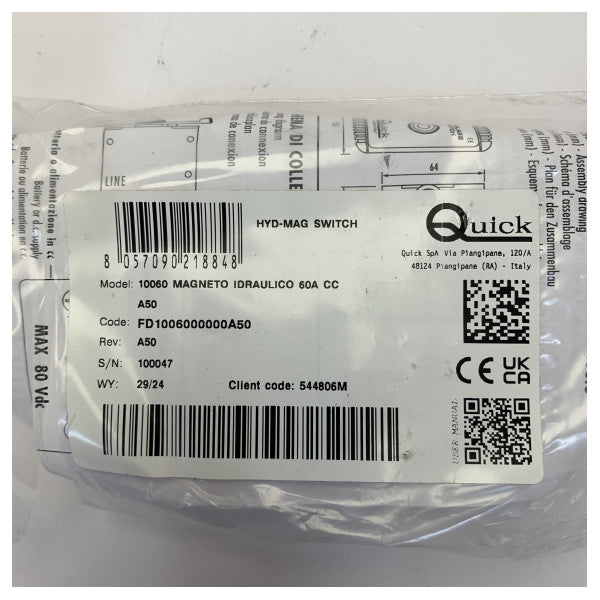 Kit de disyuntor para molinete Quick 60A - FD1006000000A00 Eléctrico marino