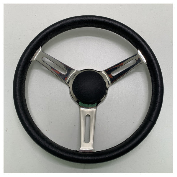 عجلة قيادة ISOTTA Cesca ذات 3 أذرع من الفولاذ المقاوم للصدأ أسود - 350 مم