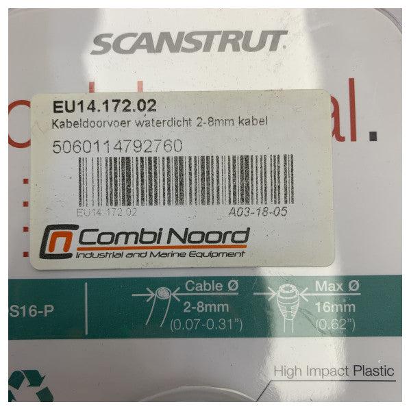 Scanstrut DS16-P Marine Cable Gland - Vertical Seal for 2-8mm Cables - Black