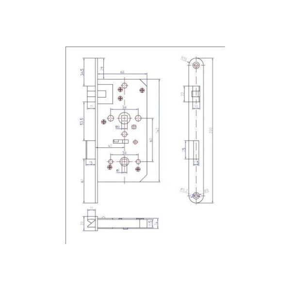 Yachtsupplier Marine Mortise Lock Set WC Right - Yacht Hardware 1102.0055