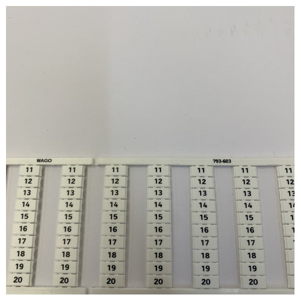 Carte de marquage Wago 793-603 WMB pour borniers - marquage 11-20