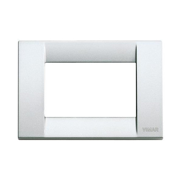 Classic Vimar Matte Silver Metal 3-Gang Marine Electrical Switch Plate - 16733.21.02