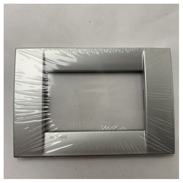 Classic Vimar Matte Silver Metal 3-Gang Marine Electrical Switch Plate - 16733.21.02