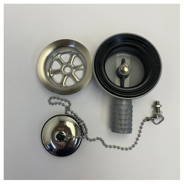 Barka PF2535 Marine Sink Drain Assembly - 18/8 Stainless Steel Inox Low Profile