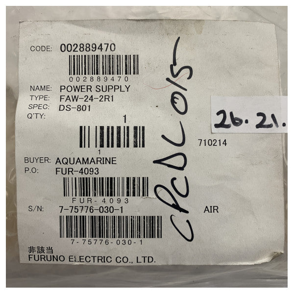 Convertitore di potenza Furuno FAW-24-2-R1 002889470 per DS-801