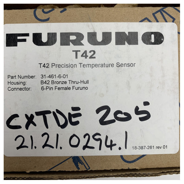 Furuno Deniz Sıcaklık Sensörü T-04MSB, Dayanıklı Bronz Muhafaza ve 6-Pin Konnektör ile