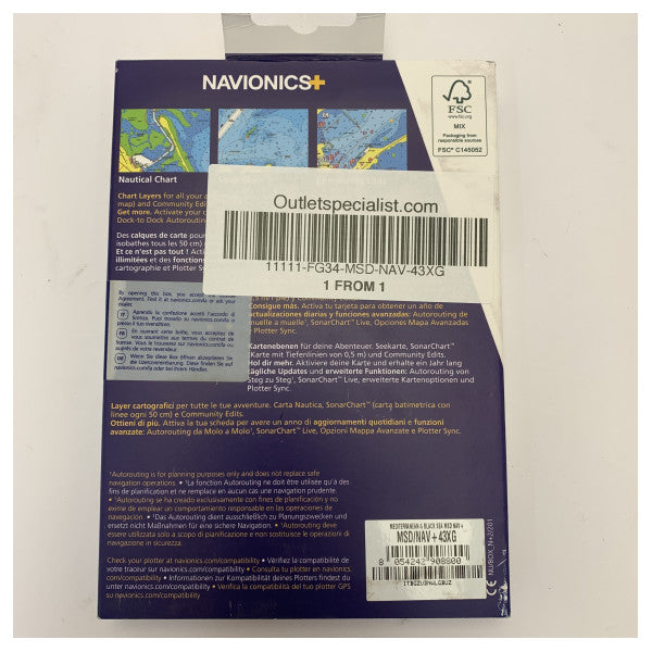 Navionics+ 43XG Μεσογειακή και Μαύρη Θάλασσα Ναυτικό Χαρτογραφικό MicroSD/SD