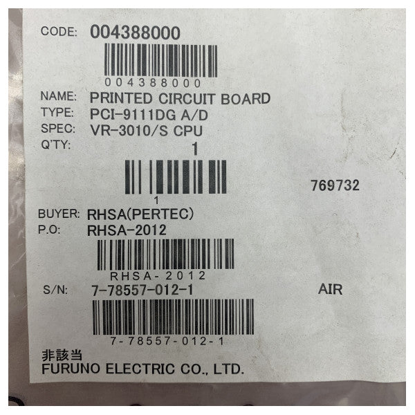 Furuno PCI-9111DG A/D Board for VR-3010/S CPU systems - 004388000