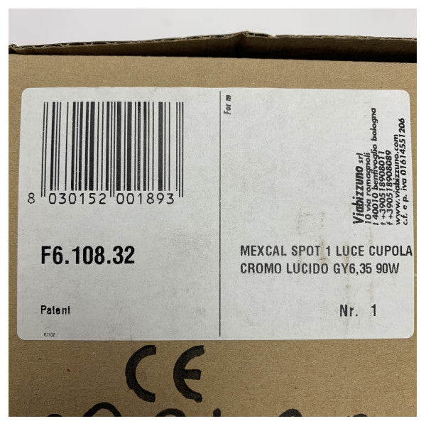 Viabizzuno Mexcal Spot Wall Light 1 CP Chrome - wytrzymała morska lampa ścienna z oprawą GY6.35 do łodzi i wnętrz żeglarskich
