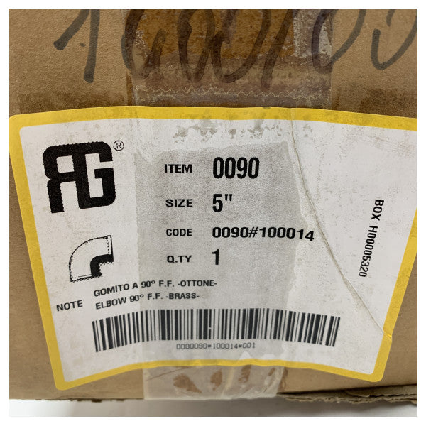 Ορείχαλκος Guidi 5 ίντσες 90 μοίρες αγκώνα που ταιριάζει με θηλυκό-θηλυκό σπείρωμα ανθεκτικό στη διάβρωση Marine Grade - 0090 # 100014