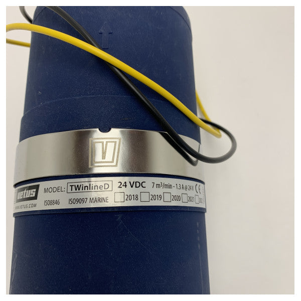 Ventilador de Sala de Máquinas Marítimo Vetus 24V Inline 102 mm - 4 polegadas - TWINLINED
