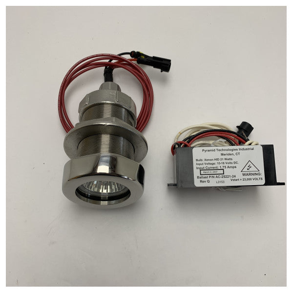 Vetus Underwater Xenon Spotlight 21W 12V - Stainless Steel Marine Boat Light - USP1220X