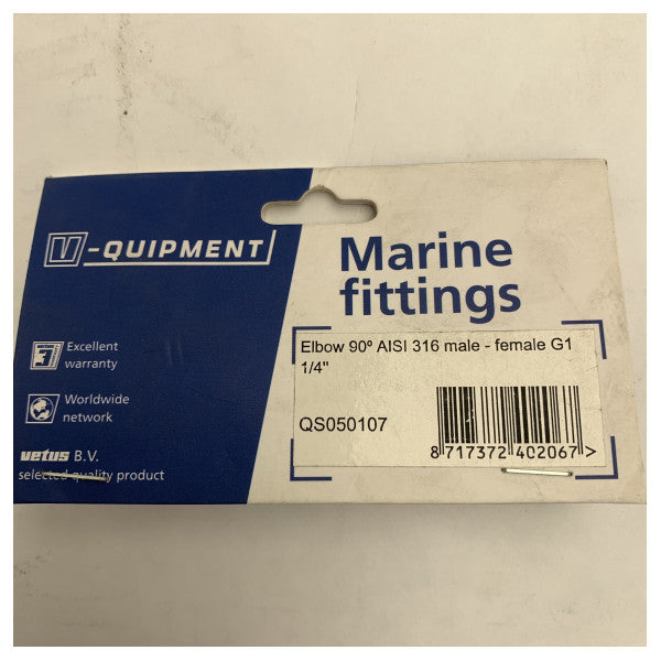 وصلة من الفولاذ المقاوم للصدأ بزاوية 90 درجة Vetus QS050107 بقطر 1 1/4 بوصة