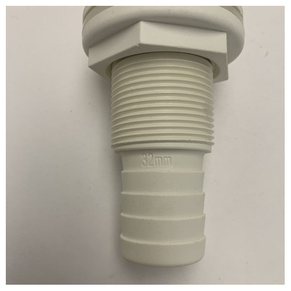 Trudesign 32mm Marine Tru-Hull Skin Fitting White - Durable Plastic Thru-Hull Fitting for Boats & Yachts - 1289E
