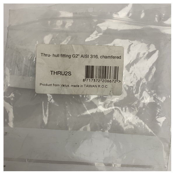 Zawór przejściowy ze stali nierdzewnej Vetus 2 cale AISI 316 do zastosowań morskich - THRU2S