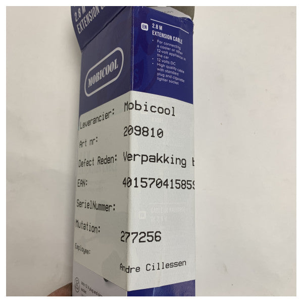 Mobicool Y03 12V compressor cooling box extension cable - 2.8 meter