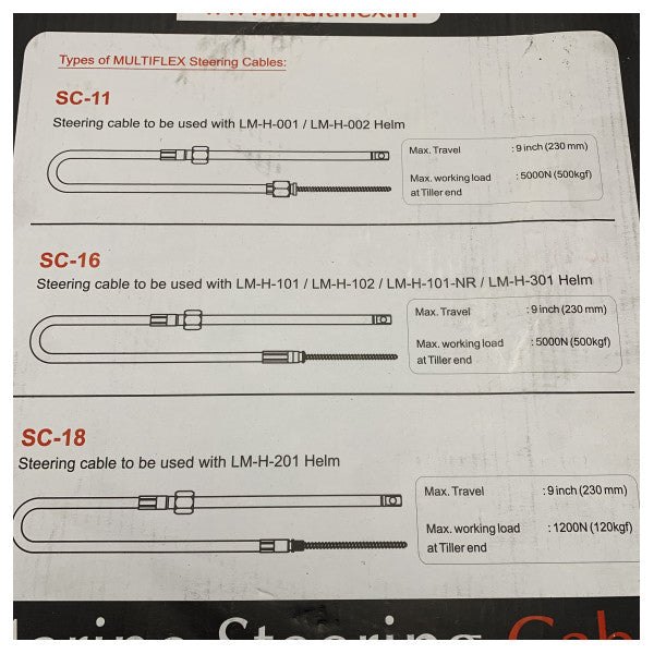 Multiflex SC-16 Deniz Helm Sistemleri için Direksiyon Kablosu - Dayanıklı Bot Direksiyon Çözümü