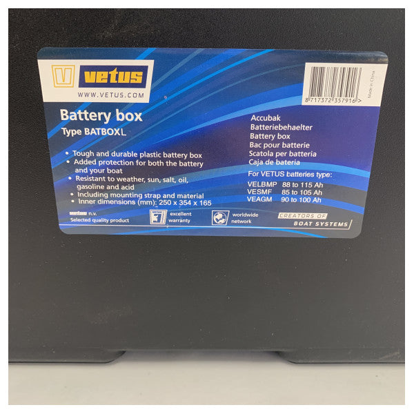Vetus BATBOXL Battery Box għall-Baħar Daqs L - 250 x 354 x 165 mm