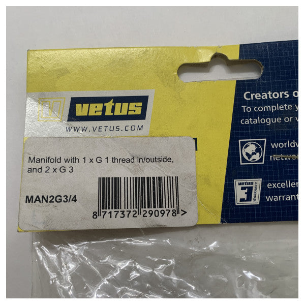Vetus Brass Marine Manifold Distributor с 1x G1 вход и 2x G3/4 - MAN2G3/4