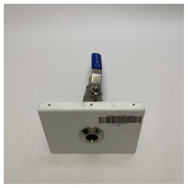 Edelstahl-Marine-Kugelhahn 1 Zoll mit weißer Tru-Hull-Montageplatte