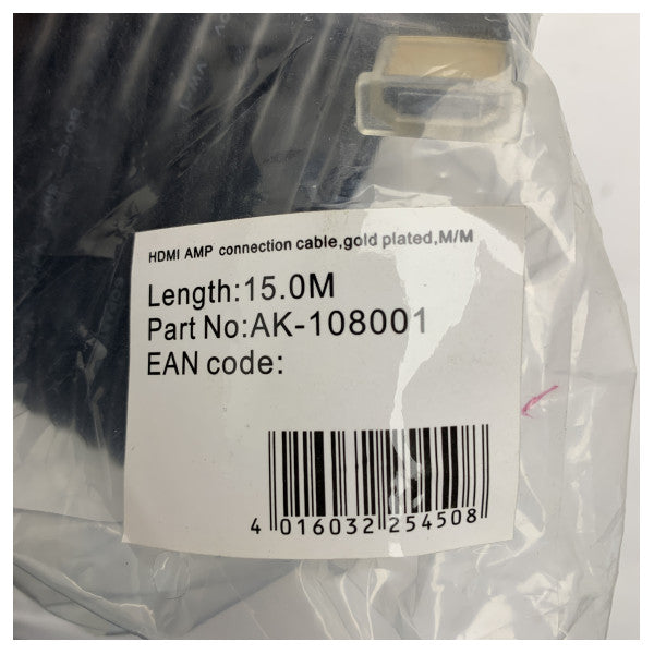 Cavo HDMI di alta qualità da 15 m per apparecchiature audio e video marine con connettori placcati in oro