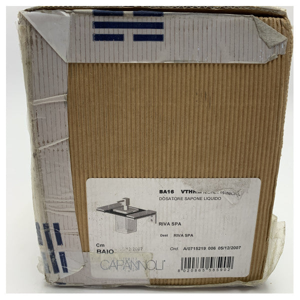 Capannoli Marine sæbedispenser i rustfrit stål med holder BA16 - holdbar, korrosionsbestandig vægmonteret pumpe til flydende sæbe til både og våde miljøer