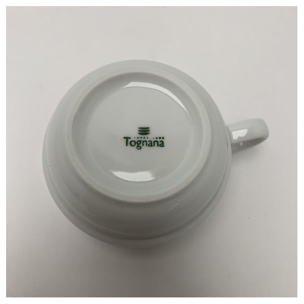 Tognana Ceramic Maritime Teacup with Saucer �船やヨットのための耐久性、耐熱性、お手入れ簡単なホワイトティーセット。