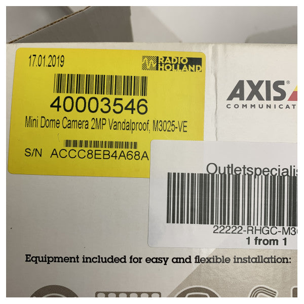 Axis Mini Dome Marine Camera M3025-VE - 2MP Водонепроницаема и Вандалоустойчива Сигурност за Кораби