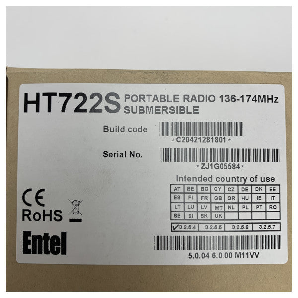 Entel HT722S VHF High Band Marine Handhold Radio Komplett Sett - 136 - 174 MHz 5W
