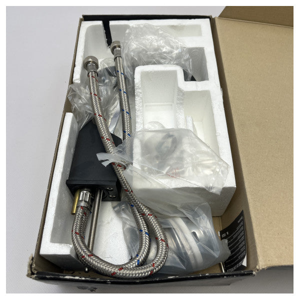 Gessi Rettangolo XL Schwarz Waschtischmischbatterie Ersatzteile 26107.299 mit flexiblen Schläuchen aus Edelstahl