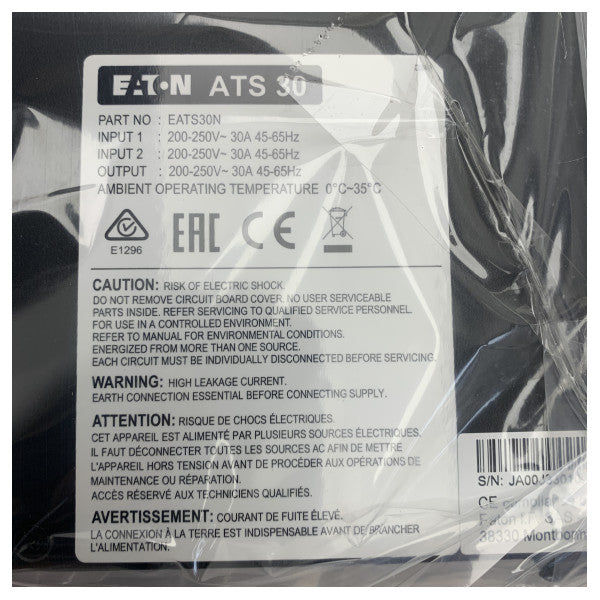 Eaton Source transfer system 220/230/240vac/30a transfertime 8MS - EATS30N