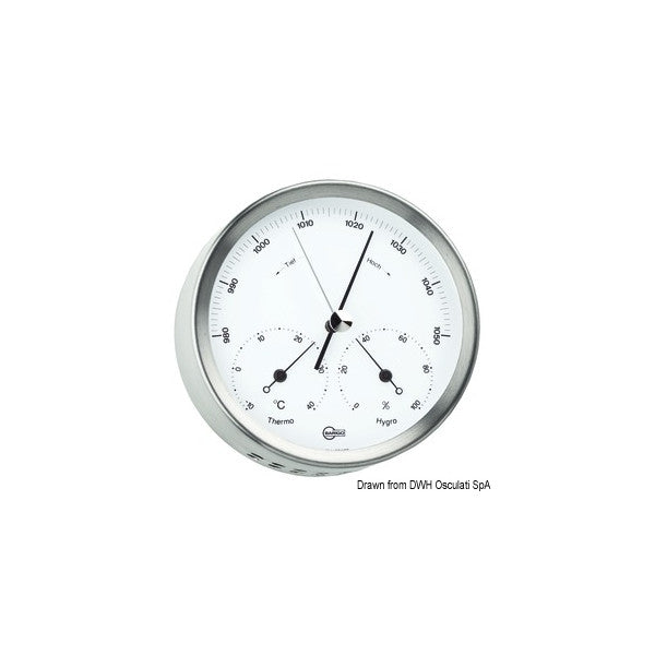Marine vejrstation Barigo Steel med barometer, termometer og hygrometer - holdbart instrument i rustfrit stål til både