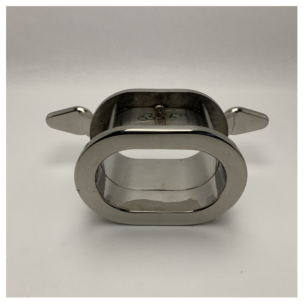 Hochwertige ovale Marine-Klampe aus Edelstahl mit zwei Klemmen für die sichere Befestigung der Bootsleine