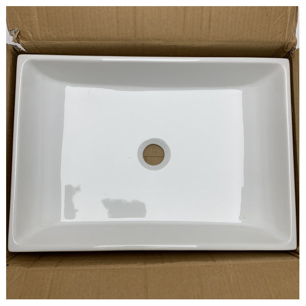 AET Italia Ceramic Rectangular Marine Washbasin 50cm White Glaze for Wet Areas