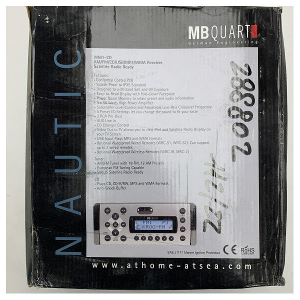 Wasserdichter Mini-HiFi-MB Quart WM1 CD-Receiver - Leistungsstarkes 4x50W Boots-Audiosystem mit USB, AM/FM und Satellitenradio