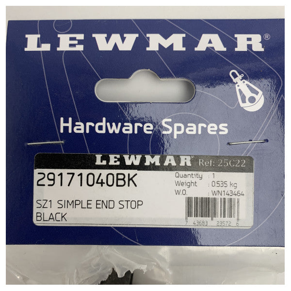 Lewmar 29171040BK storlek 1 spårvidd grundläggande ändstopp