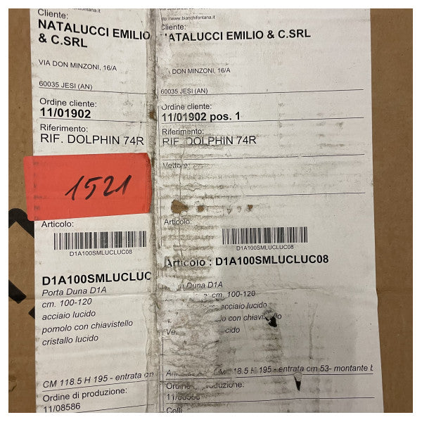 Bianchi & Fontana Marinedør i poleret rustfrit stål og klart glas med lås - holdbar og elegant skibsdør