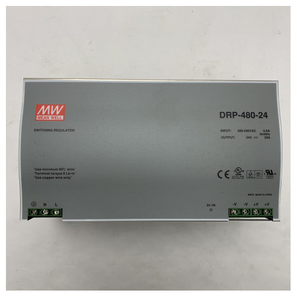Mean Well DRP-480-24 AC-DC Endüstriyel DIN rayı güç kaynağı - 230 ila 24V
