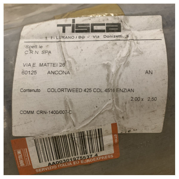 Міцний морський килим Tisca Tweed 4516 - стійкий до погодних умов морський килим Enzian Blue