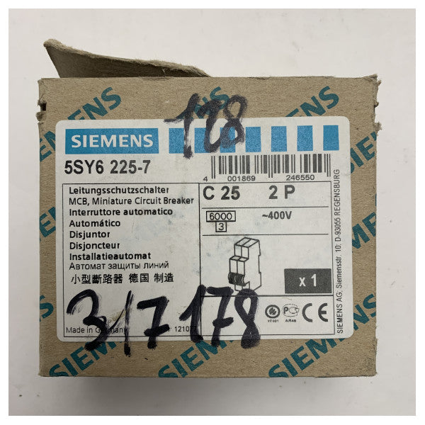 Siemens 5SY6225-7 automatisk elektrisk afbryder 2P 25A 2TE